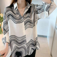 Design Sensation Casual Commute Women's Shirt Loose Fit Stylish Slimming Versatile Autumn New Korean Style Button up Top