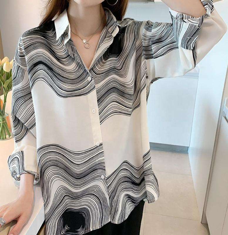 Design Sensation Casual Commute Women's Shirt Loose Fit Stylish Slimming Versatile Autumn New Korean Style Button up Top