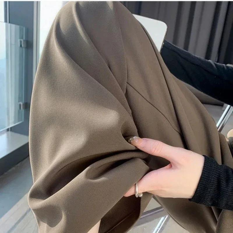 High Waist  Suit Pants Women Straight  Office Ladies Trousers Fashion Button Loose Spring Female Streetwear