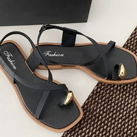 Women's Roman Style Toe-Over Sandals Flat Bottom Outdoor Wear Crossbody PVC Material Anti-Slip Low Heel Footwear