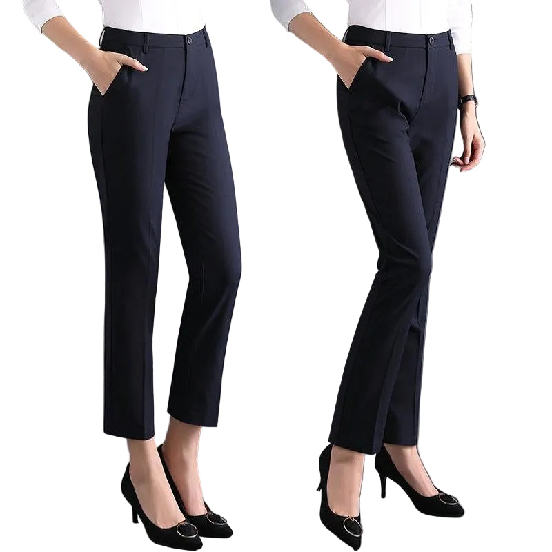 High Waist Formal Ankle Length Pants Women Casual Classic Slim Office Pencil pants Straight Suit Trousers