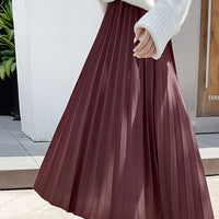 Pleated Women Skirt Fashion Elastic Waist Versatile Elegant New Solid Color Simplicity Female Loose Skirts