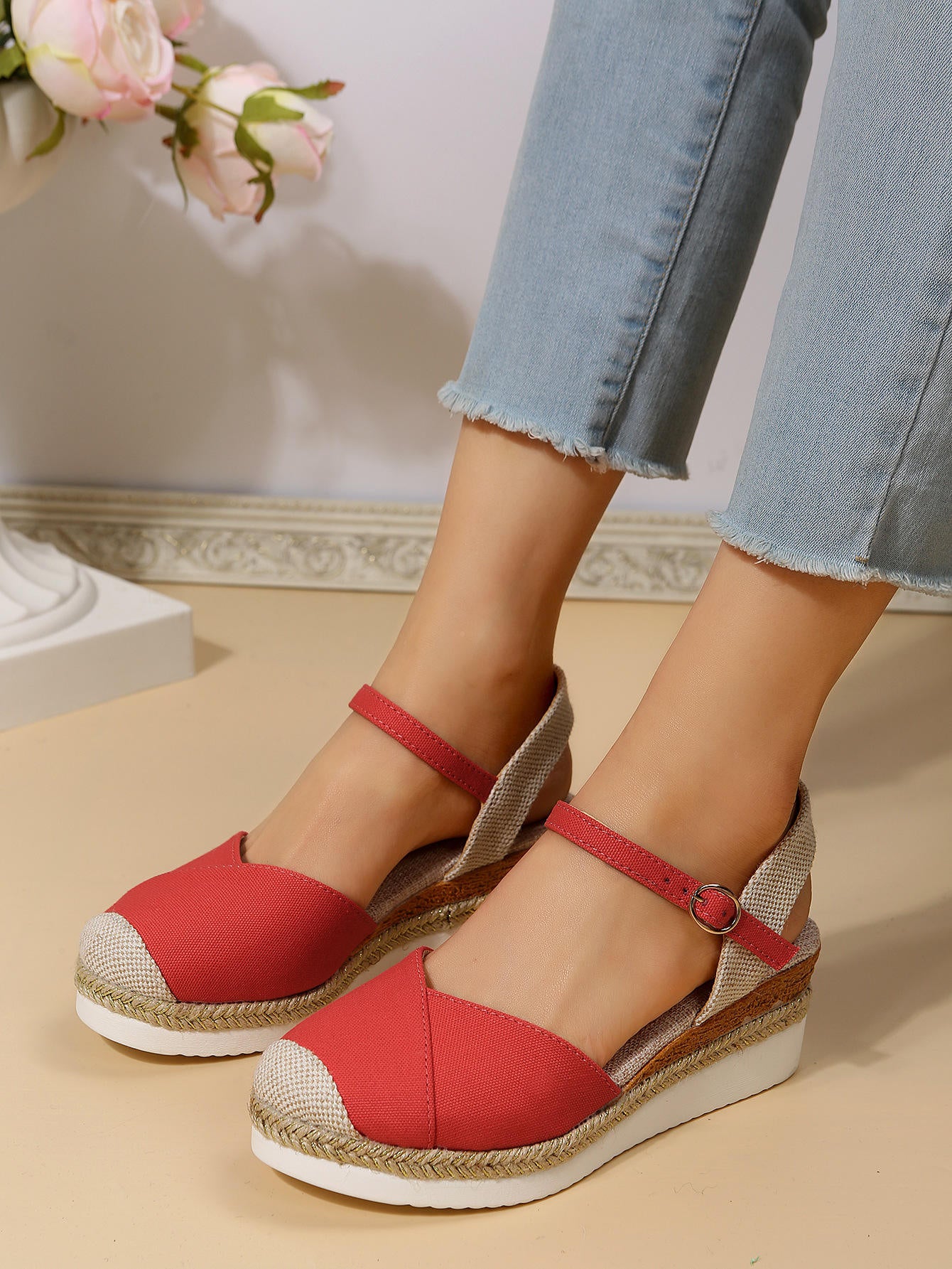 Women Closed Toe Wedge Sandals Women Buckle Strap Gladiator Shoes Woman Fashion Platform Sandals