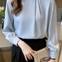 Women's Long-sleeved Fashionable Beaded Base Shirt Niche Chiffon Shirt