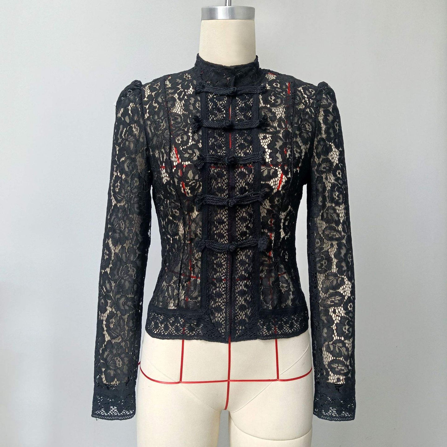 Vintage Blouse, Elegant Embroidery Puff Sleeve Hollow Out Lace Stand Collar Semi Formal Summer Top Natalia Home Fashion    Natalia Home Fashion