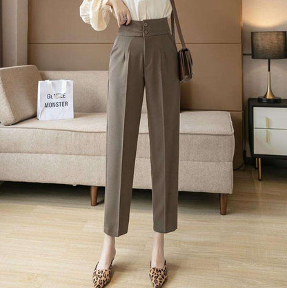 High Waisted Suit Pants for Women, Ankle Length Trousers, Vintage Clothing, British Style, Office Work wear Semi formal