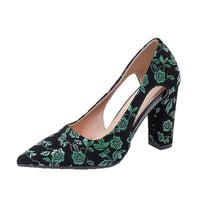 Women Pumps 9.5CM Square Heel Shallow Mouth  Single Shoes Fashion Splice Printed Pointed Women's Office Formal Shoes Natalia Home Fashion    Natalia Home Fashion