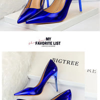 Women 10.5cm High Heels Valentine Pumps Luxury Glossy Stripper Stiletto Wedding Bridal Fetish Shoes