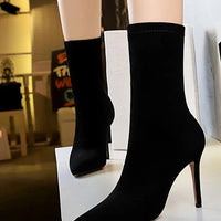 Pointed Toe Stiletto Super High Heel Knight ankle dress boots Women Ladies Shoes Botte Femme Thin Heels