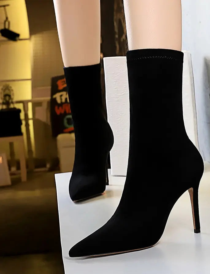 Pointed Toe Stiletto Super High Heel Knight ankle dress boots Women Ladies Shoes Botte Femme Thin Heels