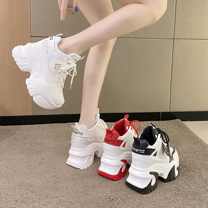 Casual Sneakers with Breathable Chunky Platform Walking Style Wedges Shoes High Heel Casual Sneakers Shoes for Women Women Platform Sneakers