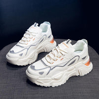 Casual Sporty Women's Shoes Fashion Versatile Thick Sole Increased Height Lightweight Breathable White Shoes