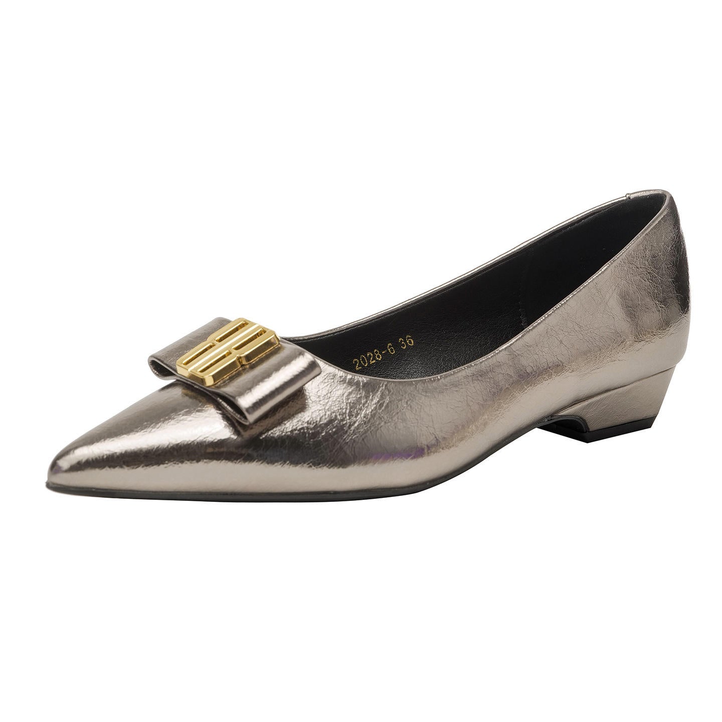 Sheepskin Bow Knot Casual wear Flats  Women's Work Pointed Toe Single Shoes small wedge style Heel
