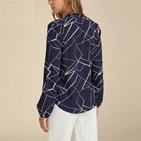 Women's Random Striped Blouse Slim Long Sleeve Printed Turn Down Collar Shirts Single-breasted Office Lady Shirt