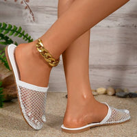 Women Slippers Summer New Round Head Slippers Water Diamond Flat Home Anti-skid Sandals Slides Women - Natalia Home Fashion