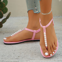 Slippers Sandals Women Fashion Casual Beach Outdoor Flip Flop Sandals Beads String Ladies Flat Slippers with Beed Pearls slip on