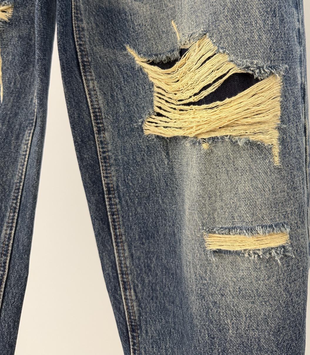 Irregular Hole Vintage Jeans Women Distressed Washed Wide Leg Loose Denim Pants Natalia Home Fashion    Natalia Home Fashion