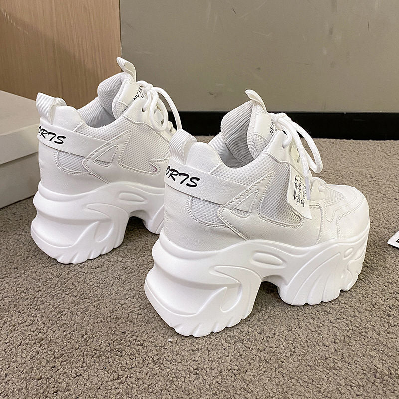 Casual Sneakers with Breathable Chunky Platform Walking Style Wedges Shoes High Heel Casual Sneakers Shoes for Women Women Platform Sneakers