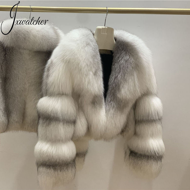 100% Natural Real Fox Fur Coat Jacket Thick Warm Cropped Winter Fluffy Women Luxury Fur Coats Natalia Home Fashion    Natalia Home Fashion