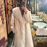 Ladies Faux Leather Long Coats Femme Pockets Soft Mink Fur Women Trendy Street Style Loose Short Outwear Winter - Natalia Home Fashion