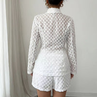Fashion Lace Women's Set Long Sleeve Blazer and Shorts Suits Sexy Two 2 Piece Set Outfit Casual Evening Wear Suit Natalia Home Fashion    Natalia Home Fashion