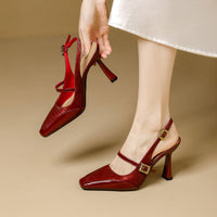 Comfortable Platform High Heels French Style Square Head Thin Strap Mule Women's Shoes