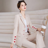 Fashion Blazer Jacket And Pant Suit Women Female Office Ladies Business Work Wear Formal 2 Piece Set