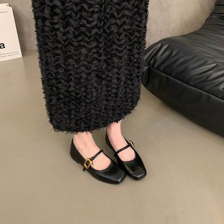 Women's Mary Jane Flat Bottom Slip-On Shoes with Buckle Soft Style Versatile Shoes