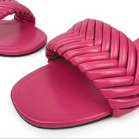 Leather folded style indoor and  outdoor wild beach non-slip women flat slippers casual home durable Mules