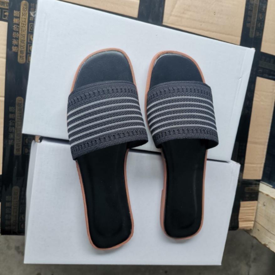 Women's Open Toe Summer Flat for Slippers Fashion Knitting Lazy Trendy Fashion Slides
