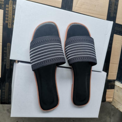 Women's Open Toe Summer Flat for Slippers Fashion Knitting Lazy Trendy Fashion Slides