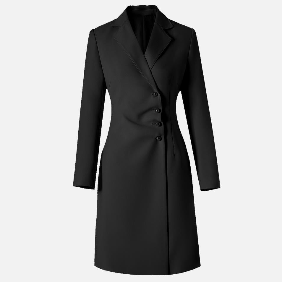 Women's Elegant Long coat Design Solid Color Suit Jacket, Elevated Fashion Feminine Fine Fabric Business Casual Natalia Home Fashion    Natalia Home Fashion