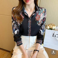 Elegant office and casual ladies shirts Fashion printed Women Blouses Long sleeve Tops