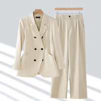 Elegant Double Breasted Jacket Suit Women's Long Sleeved Holiday Slim Blazers Coat Fashion Temperament business suit