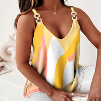 Fashion Stripe Print T Shirt For Women Tank Top Femme Summer Sleeveless T-shirt Casual T shirt Women Tops