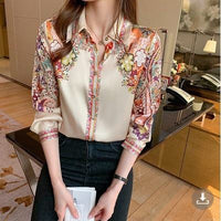 Elegant office and casual ladies shirts Fashion printed Women Blouses Long sleeve Tops