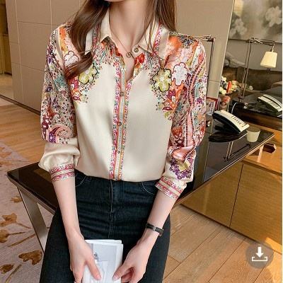 Elegant office and casual ladies shirts Fashion printed Women Blouses Long sleeve Tops