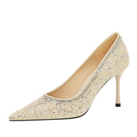 Fashion String Bead Women Pumps Elegant Ladies Thin Heels Wedding Dress Shoes - Natalia Home Fashion