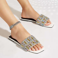 Slippers for Women Shiny Rhinestone Sandals Women Outdoor Beach Casual Shoes Sexy Fashion Flats