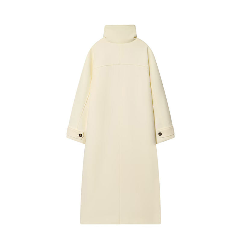 High Street Chic Women Long Coat Single Button Long Sleeve Stand Collar Loose Coat Winter Long Coat Natalia Home Fashion    Natalia Home Fashion