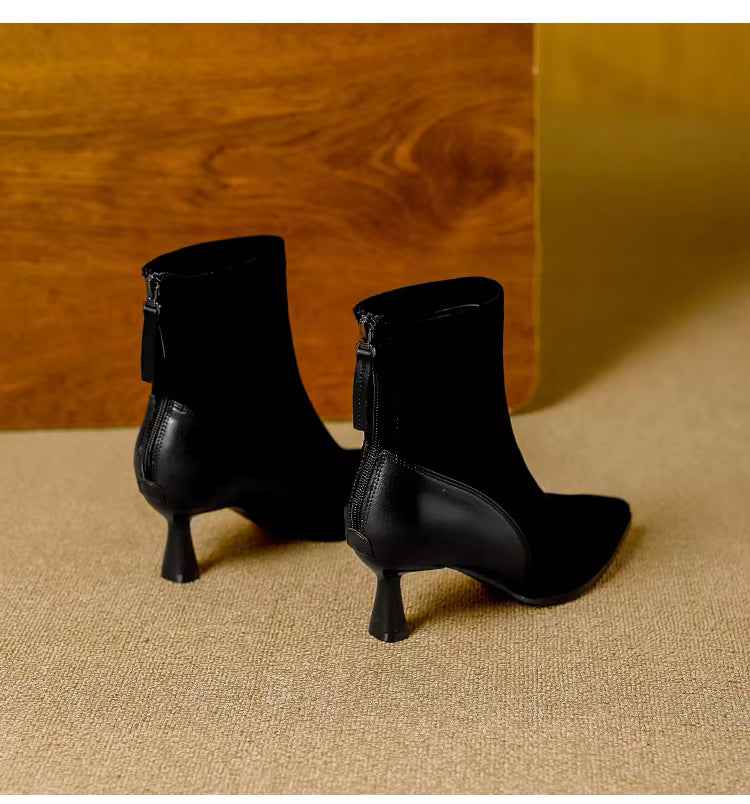 Pointed Toe Women's High Heel Ankle Boots Fashion Elegant Dancing Party Shoes Women's Stretch Slim Short Booties