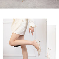 Simple Style New Fashion Sexy Wild Stiletto Metal Heels Pointed Toe Shallow Slim Bling Wedding Women Dress Pumps Shoes