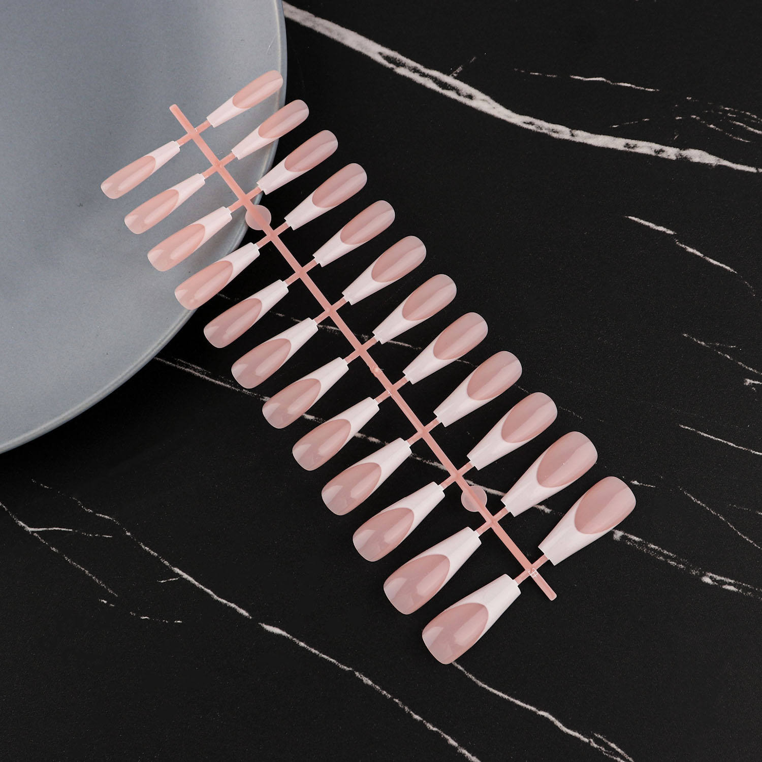 24pcs French Nail Tips False Fake Nails Medium Short Long Rectangular False Nail Easy Wear for Home Office Wear Press on Nails Natalia Home Fashion    Natalia Home Fashion