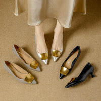 Metallic Thin Heel Pointed Toe Shoes For Women Elegant Office Career Work High Heels