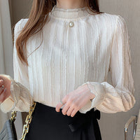 Elegant Lady Long Sleeve Half High Collar Base Shirt Fashionable Women's Top Quality Material Comfortable Fit