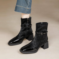 Women's Side Zipper Boot High Heel Short Boot Winter Mid-Calf Boot Chinese Style National Wedding Boot