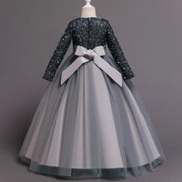 Princess Mesh Dress  Girl Party Clothing Kids Sequin Wedding Dresses Children Spring Autumn Prom Costume