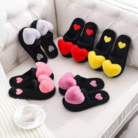 Warm Cotton Slippers Women's Cartoon Peach Heart Design Floor Anti-slip Home Slippers For girls - Natalia Home Fashion