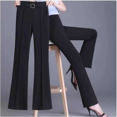 High Waist Wide Leg Ice Silk Pants Women's New Style Thin Loose Straight Cut Versatile Nine Point Long Trousers