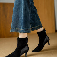 Pointed Toe Women's High Heel Ankle Boots Fashion Elegant Dancing Party Shoes Women's Stretch Slim Short Booties
